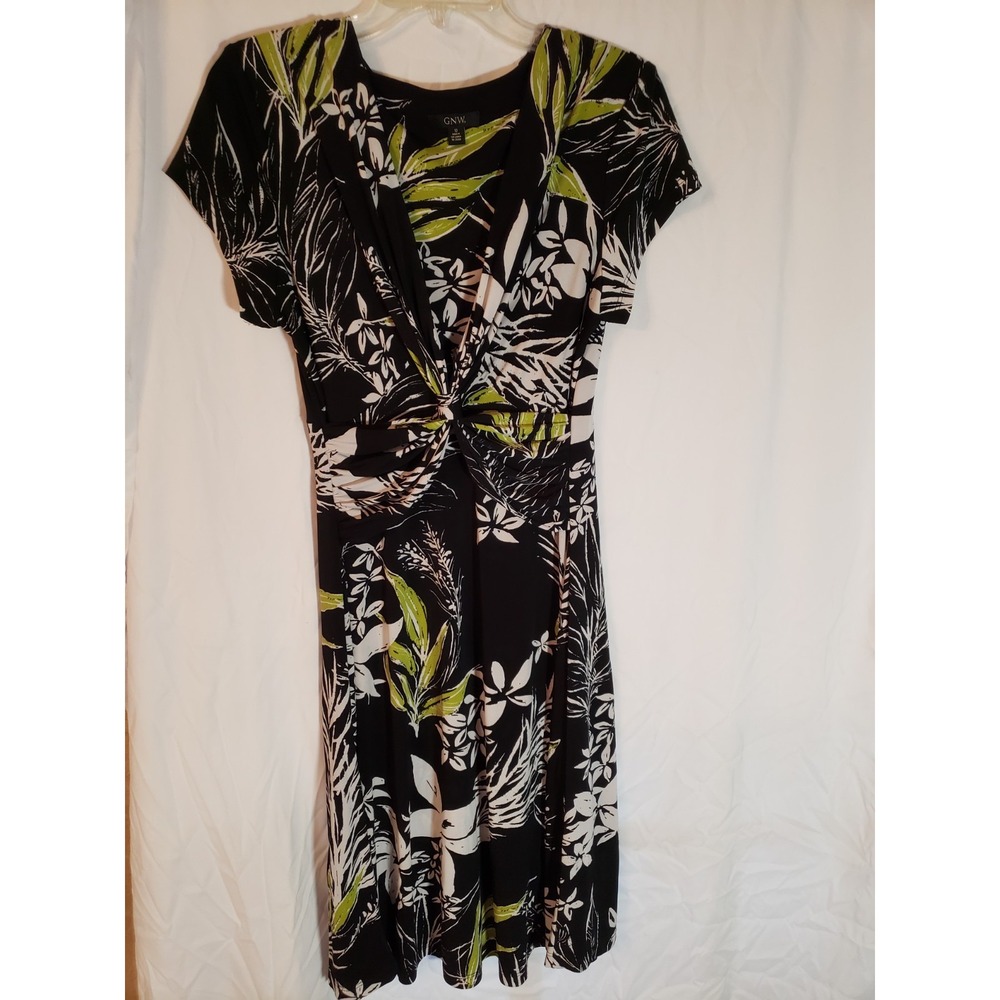Women's GNW Black Floral Short Sleeve Dress Size 10